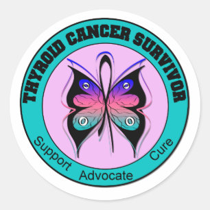 Thyroid Cancer Survivor Butterfly Classic Round Sticker