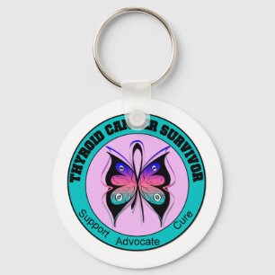 Thyroid Cancer Survivor Butterfly Key Ring