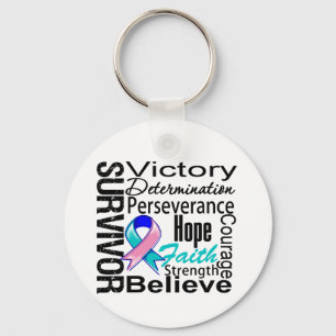 Thyroid Cancer Survivor Collage Key Ring