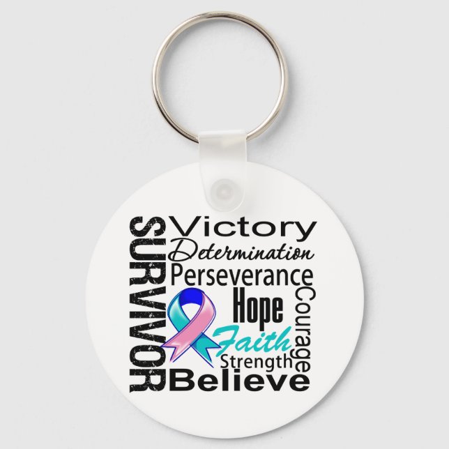 Thyroid Cancer Survivor Collage Key Ring (Front)
