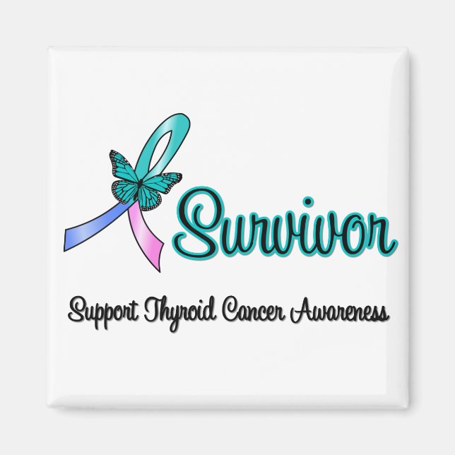 Thyroid Cancer Survivor Ribbon Butterfly Magnet (Front)