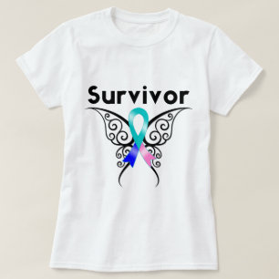 Thyroid Cancer Survivor Tribal Butterfly T-Shirt