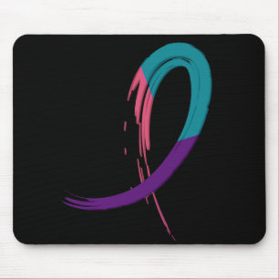 Thyroid Cancer Teal, Purple, And Pink Ribbon A4 Mouse Mat