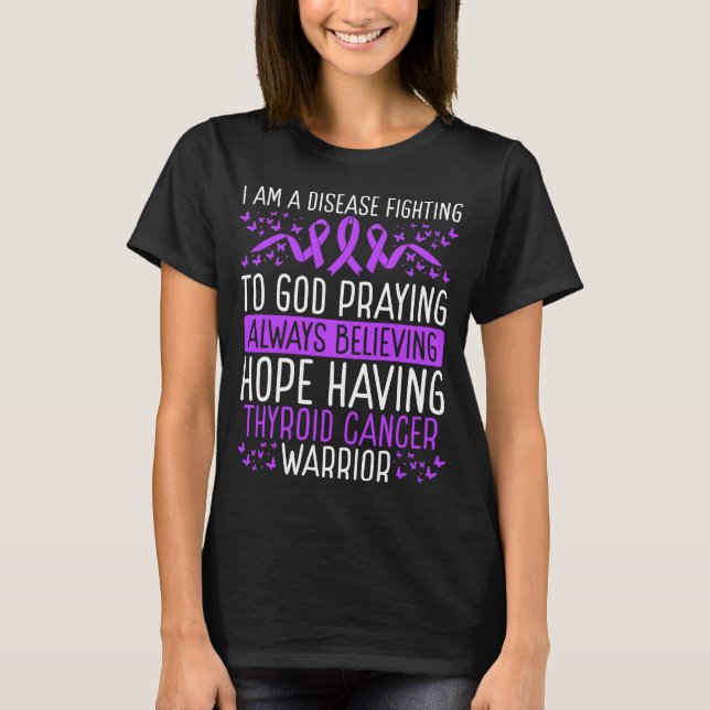Thyroid Cancer Warrior Disease Awareness Ribbon T-Shirt (Front)