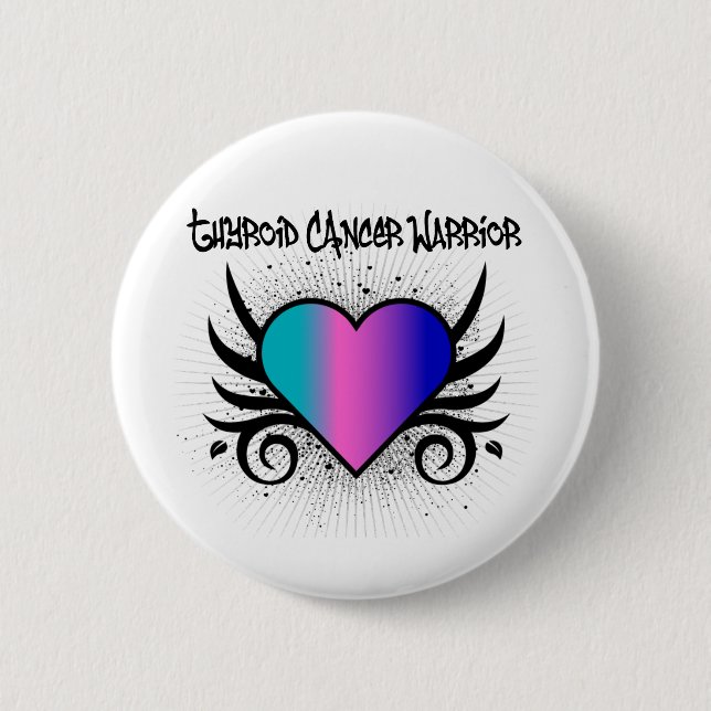 Thyroid Cancer Warrior Heart 6 Cm Round Badge (Front)