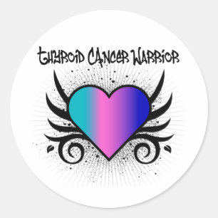 Thyroid Cancer Warrior Heart Classic Round Sticker