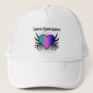 Thyroid Cancer Warrior Heart Trucker Hat