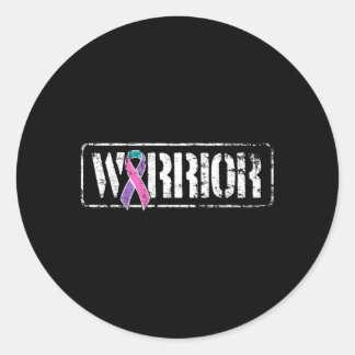 Thyroid Cancer Warrior Military Style Awareness Ri Classic Round Sticker