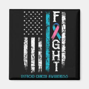 Thyroid Cancer Warrior US Flag Magnet