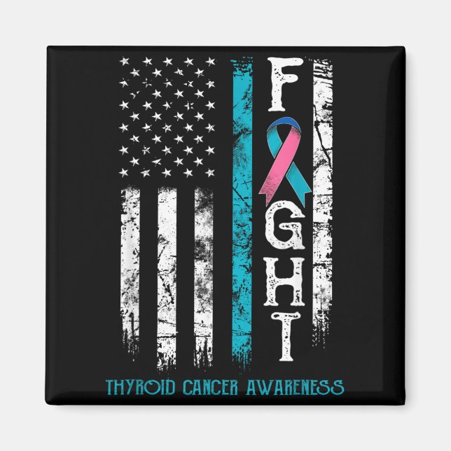 Thyroid Cancer Warrior US Flag Magnet (Front)
