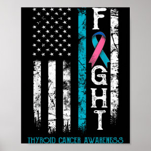 Thyroid Cancer Warrior US Flag Poster