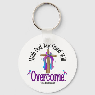 Thyroid Cancer With God My Friend Will Overcome Key Ring