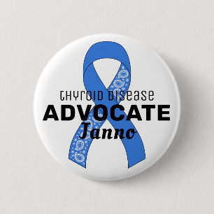 Thyroid Disease Advocate Ribbon White Button