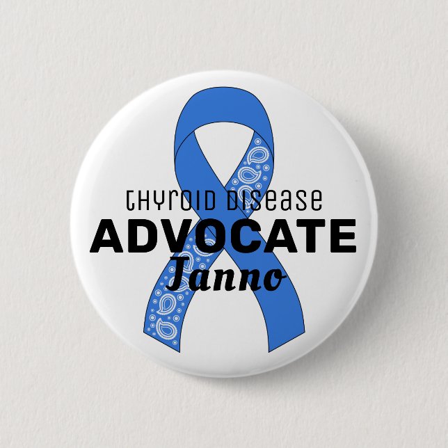 Thyroid Disease Advocate Ribbon White Button (Front)