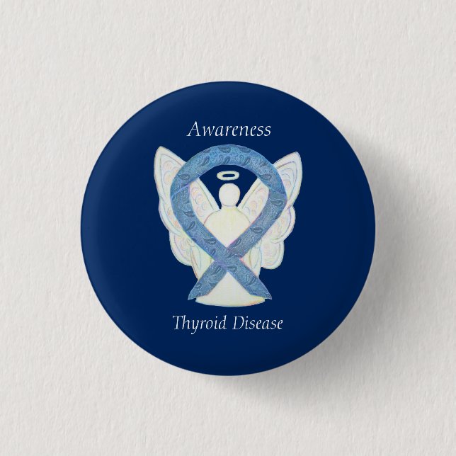 Thyroid Disease Awareness Angel Paisley Ribbon Pin (Front)