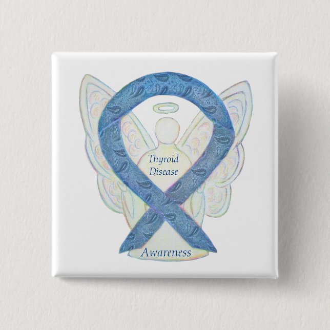 Thyroid Disease Awareness Angel Paisley Ribbon Pin (Front)