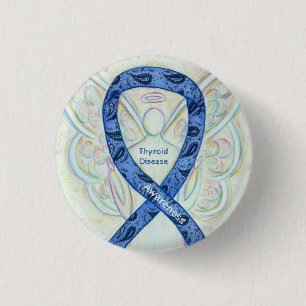 Thyroid Disease Awareness Angel Paisley Ribbon Pin