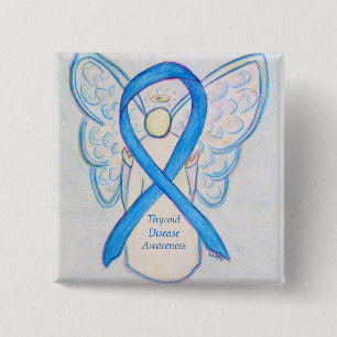 Thyroid Disease Awareness Blue Angel Ribbon Pins