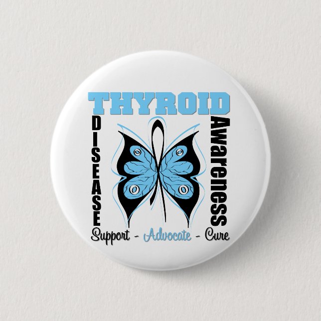 Thyroid Disease Awareness Butterfly 6 Cm Round Badge (Front)