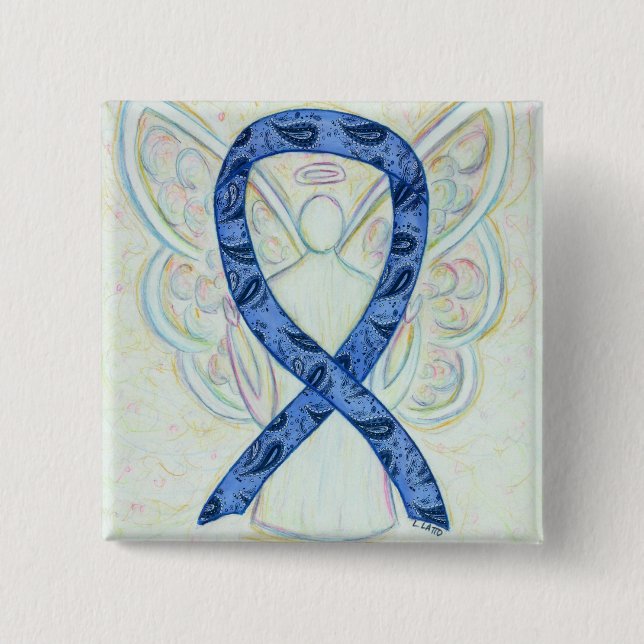 Thyroid Disease Awareness Paisley Ribbon Angel Pin (Front)