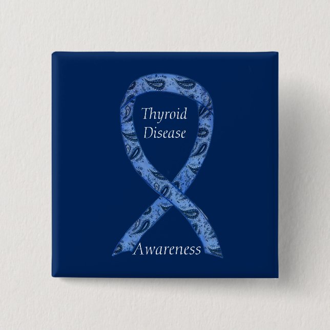 Thyroid Disease Awareness Paisley Ribbon Pin (Front)