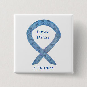 Thyroid Disease Awareness Paisley Ribbon Pin