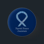 Thyroid Disease Awareness Paisley Ribbon Pin<br><div class="desc">Thyroid Disease awareness cause uses a blue paisley ribbon. The awareness ribbon pin features the painting of a blue paisley awareness ribbon on a custom button pendant. The awareness pendant notes "Thyroid Disease Awareness". The blue paisley awareness ribbon art lapel pins or buttons can be customised with personalised messages to...</div>