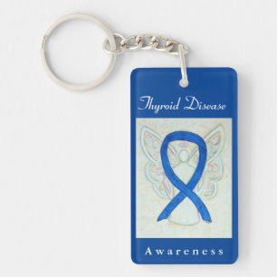 Thyroid Disease Awareness Ribbon Angel Key Chain