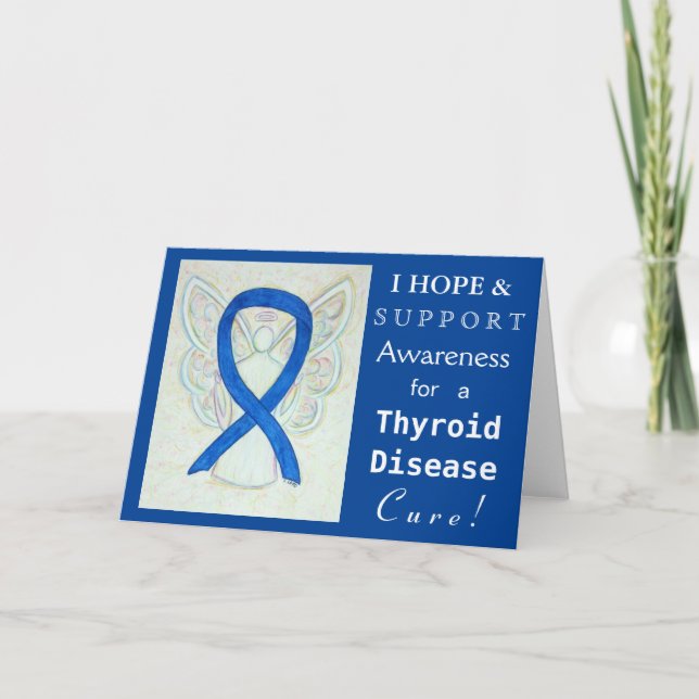 Thyroid Disease Awareness Ribbon Paisley Blue Card (Front)