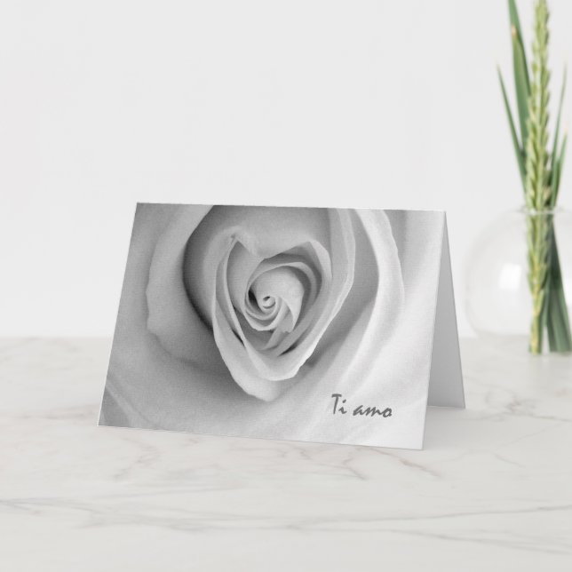 Ti Amo, I Love You in Italian, Heart Shaped Rose Card (Front)