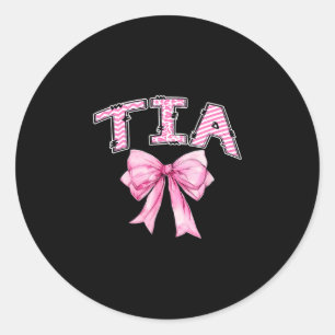 Tia birthday girl matching coquette pink bow classic round sticker