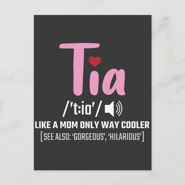Tia Mum only cooler Aunt Family Love Postcard (Front)