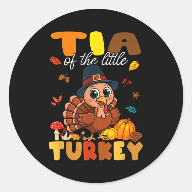 Tia Of The Little Turkey Thanksgiving Baby Shower  Classic Round Sticker (Front)