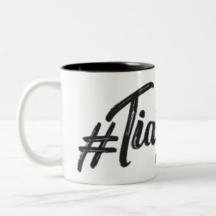 #TiaGoals, Grunge modern script Two-Tone Coffee Mug