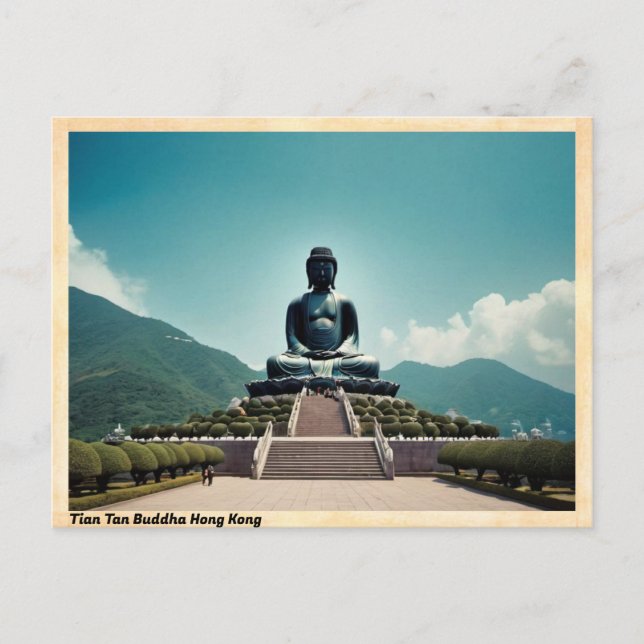Tian Tan Buddha Hong Kong Vintage Travel Postcard (Front)