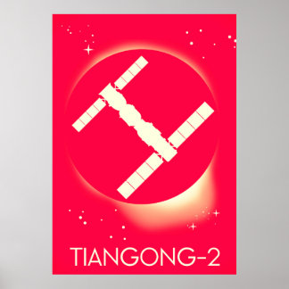 Tiangong-2 China space station space art. Poster