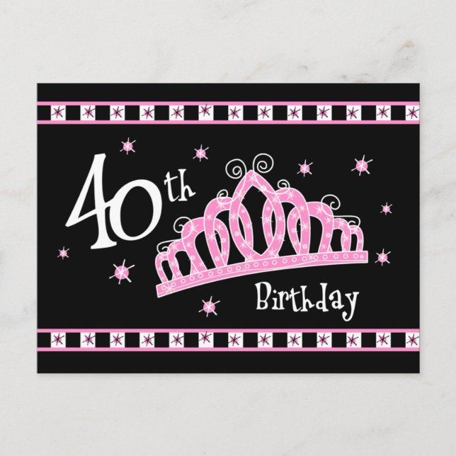 Tiara 40th Birthday Postcard Invitation (Front)