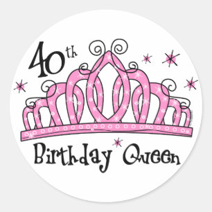 Tiara 40th Birthday Queen LT Classic Round Sticker