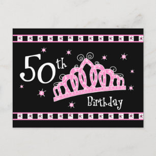 Tiara 50th Birthday Postcard Invitation