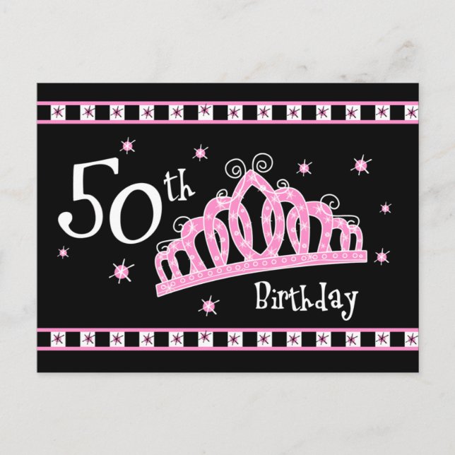 Tiara 50th Birthday Postcard Invitation (Front)