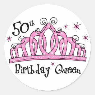 Tiara 50th Birthday Queen LT Classic Round Sticker