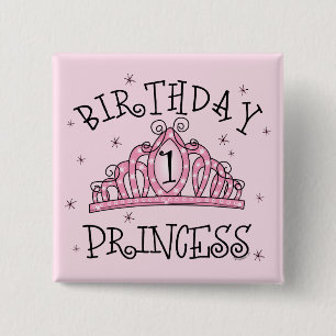 Tiara Birthday Princess 1st Birthday 15 Cm Square Badge