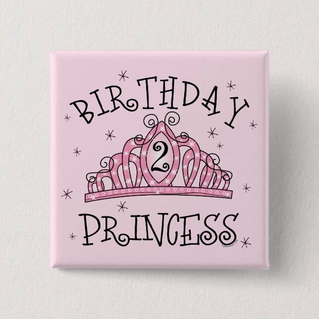 Tiara Birthday Princess 2nd Birthday 15 Cm Square Badge (Front)