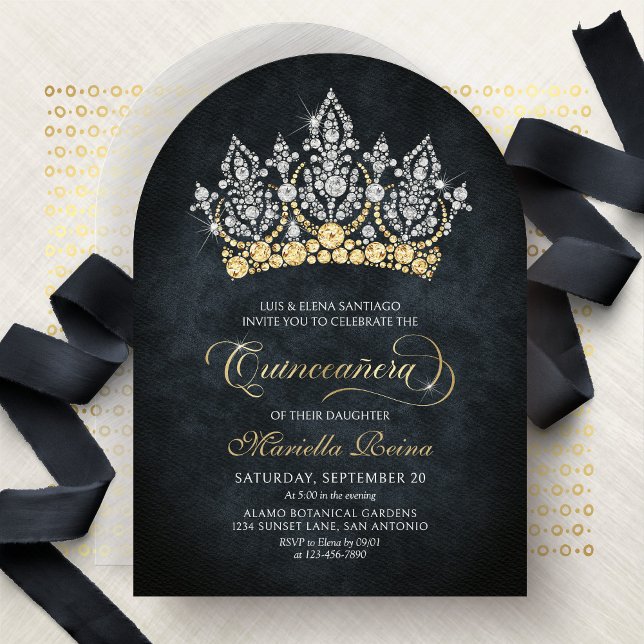 Tiara Crown Diamond Quinceanera Invitation (Creator Uploaded)