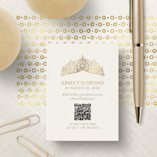 Tiara Crown Quinceanera QR RSVP Enclosure Card
