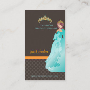 Tiara/diva's boutique/dark taupe/teal/orange business card