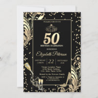 Tiara Glitter Heels Diamonds Swirls 50th Birthday