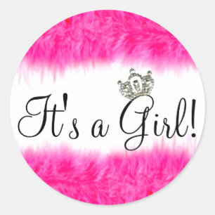 Tiara “It’s a Girl!” Baby Shower Classic Round Sticker