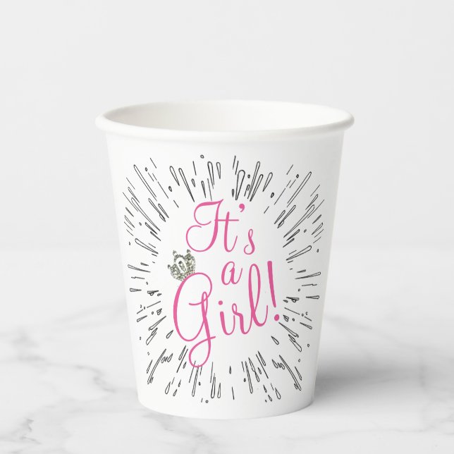 Tiara “It’s a Girl!” Baby Shower Paper Cups (Front)