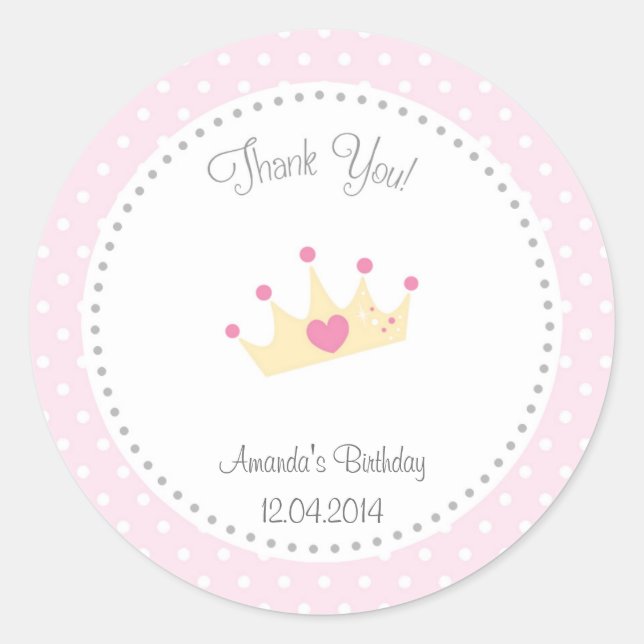 Tiara Little Princess Birthday Sticker (Front)